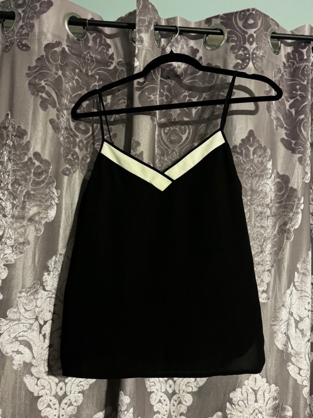 Banana Republic Black Camisole with Cream V-Neck Trim